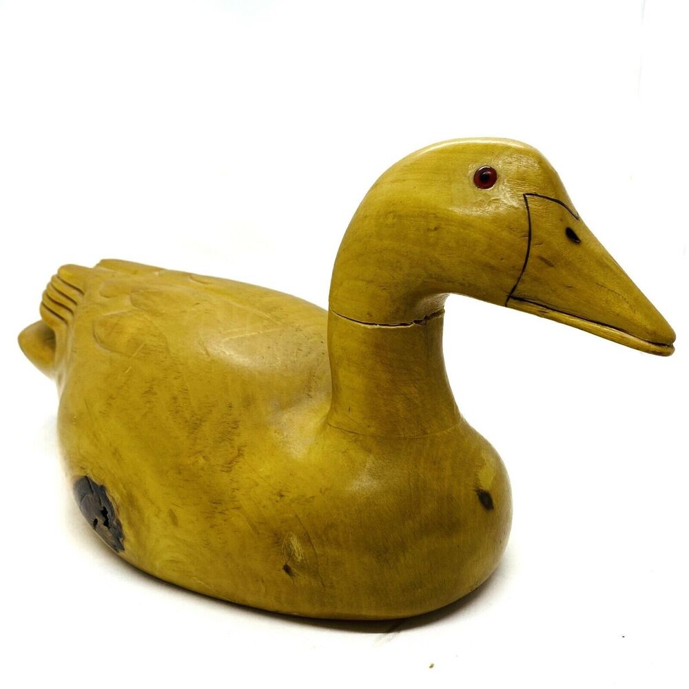 Vintage 1985 J.C. Edwards Handcrafted Wood Duck Decoy Carved Home Decor Art